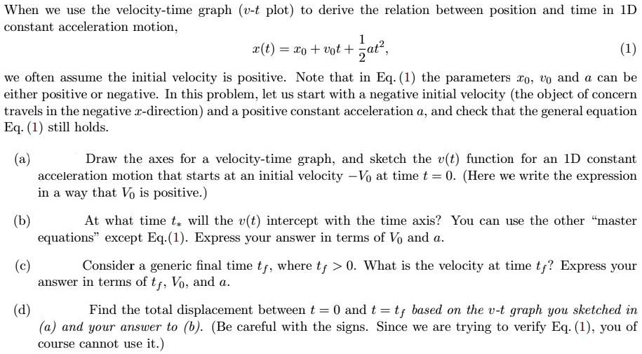 Solved: When We Use The Velocity-time Graph (v-t Plot) To Derive The 