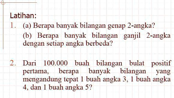 SOLVED: 1. (a) Berapa Banyak Bilangan Genap 2 Angka? (b)berapa Banyak ...