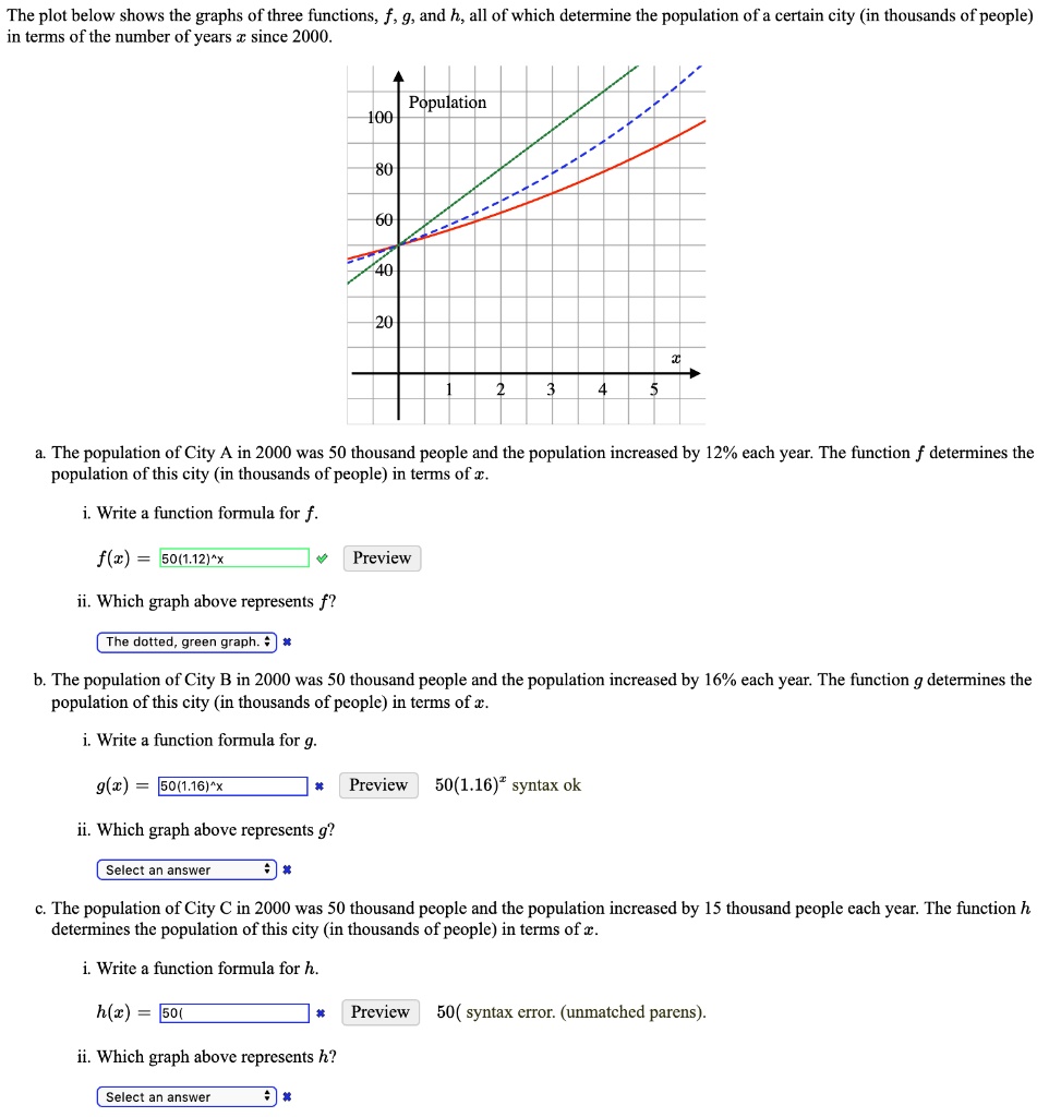 SOLVED The plot below shows the graphs of three functions, f, g, and h