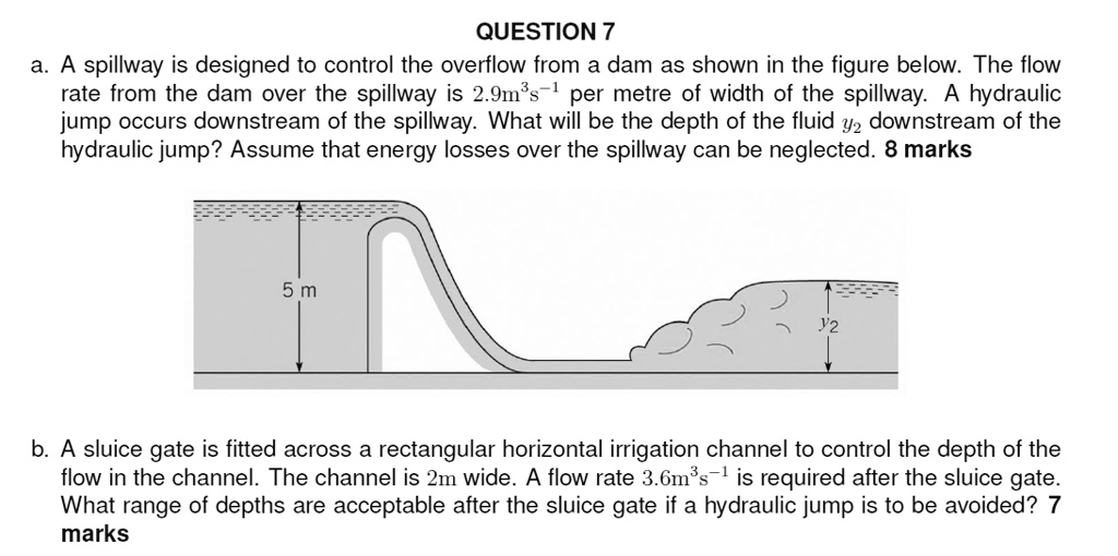 SOLVED: QUESTION 7 a. A spillway is designed to control the overflow ...