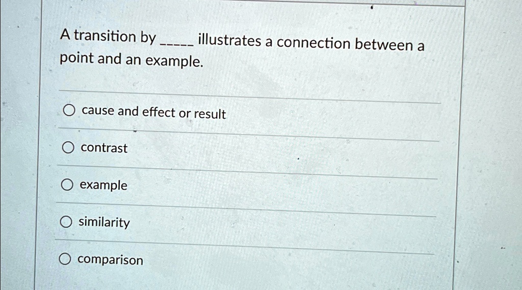A transition by illustrates a connection between a point and an example ...