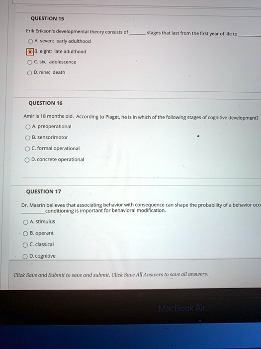 SOLVED QUESTION 15 Erik Erikson s developmental theory consists