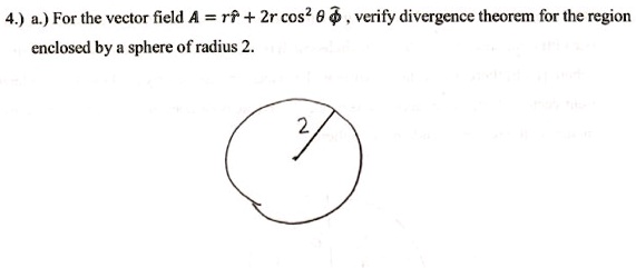 SOLVED: 4. a.For the vector field A =r+2r cos, verify divergence ...