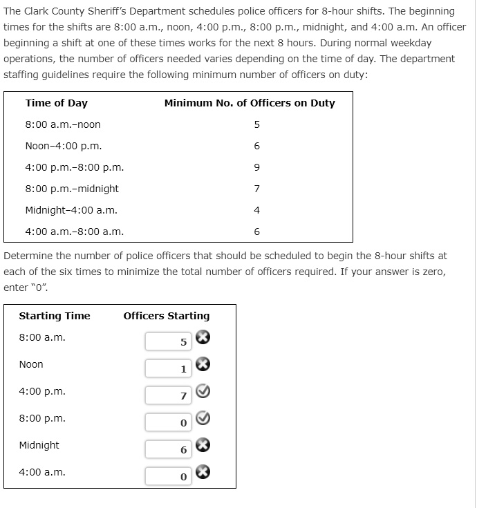 SOLVED The Clark County Sheriff s Department Schedules Police Officers