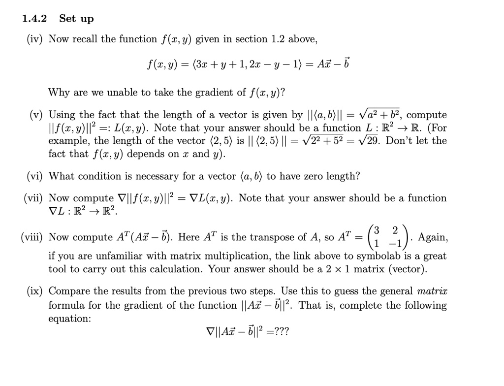 Solved Please Answer V And Vi Thank You 1 4 2 Set Up Iv Now Recall The Function F Y Given