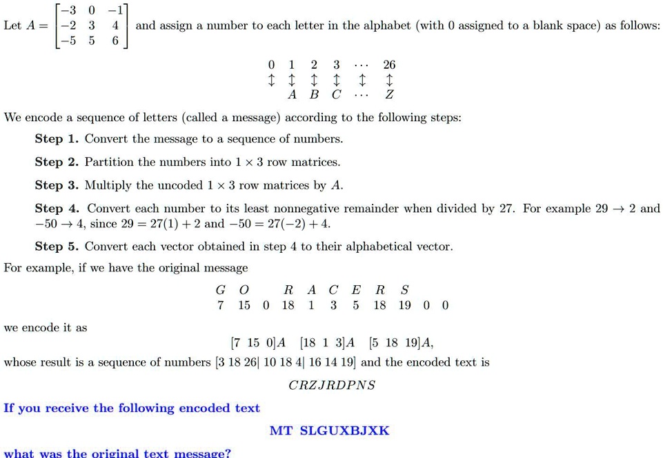 SOLVED 73 Let A = 2 =5 and assign number to each letter in the