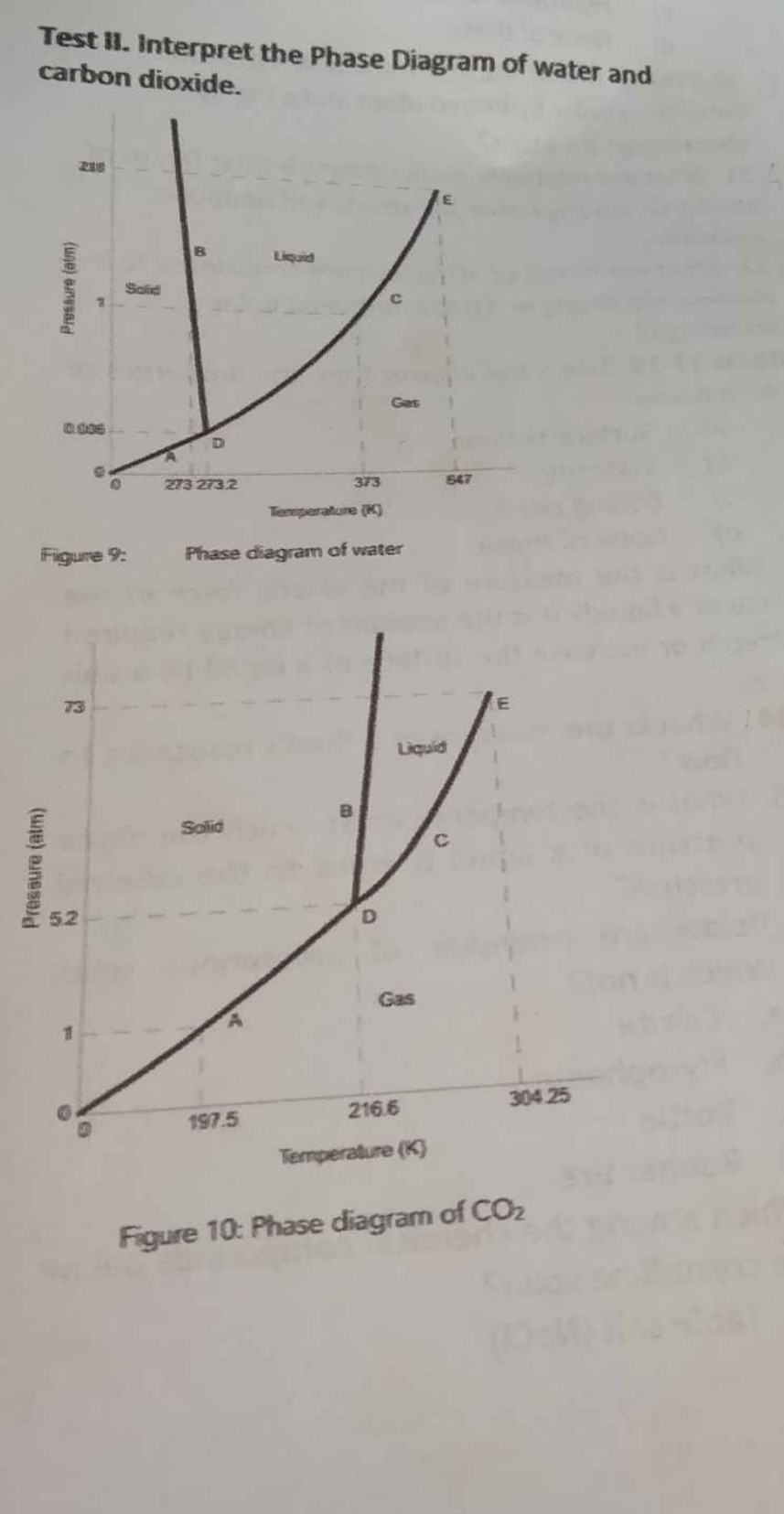 Test 11. Interpret the Phase Diagram of water and carbon dioxide ...