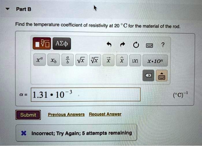 SOLVED: Find the temperature coefficient of resistivity at 20Â°C for ...