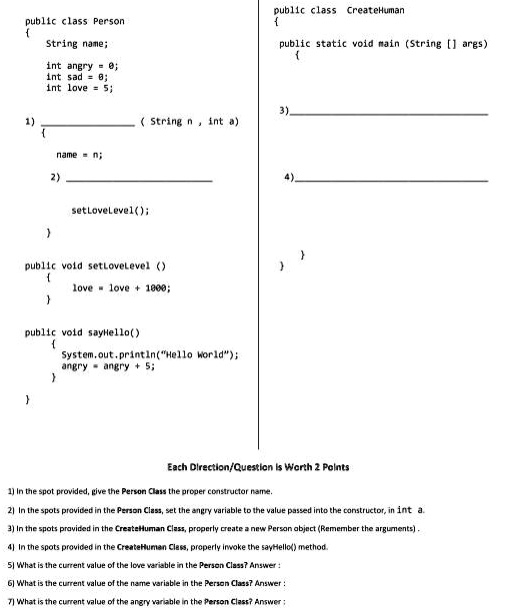Public class CreateHuman public static void main (String[]...