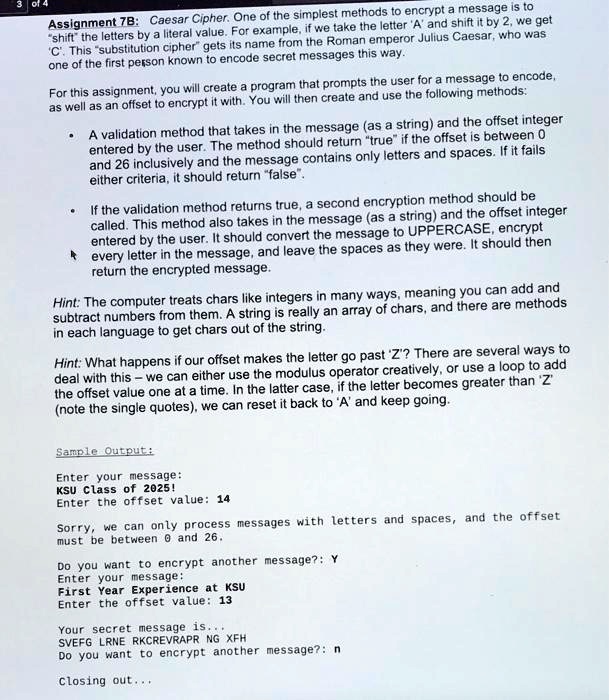 SOLVED: One of the simplest methods to encrypt a message is to take the ...