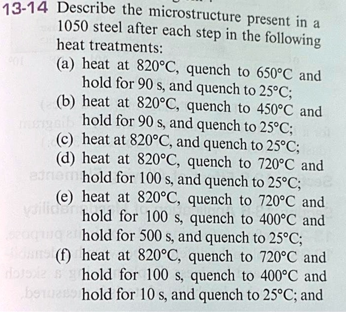 Solved 13 14 Describe The Microstructure Present In A 1050 Steel After