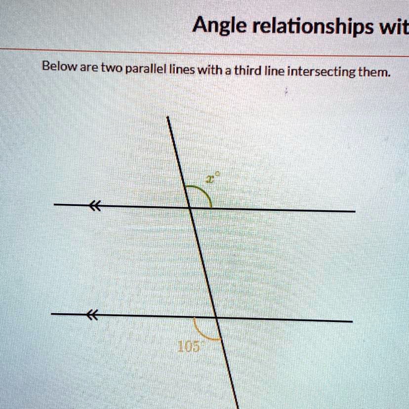 Solved Below Are Two Parallel Lines With A Third Line Intersecting Them What Is X Angle