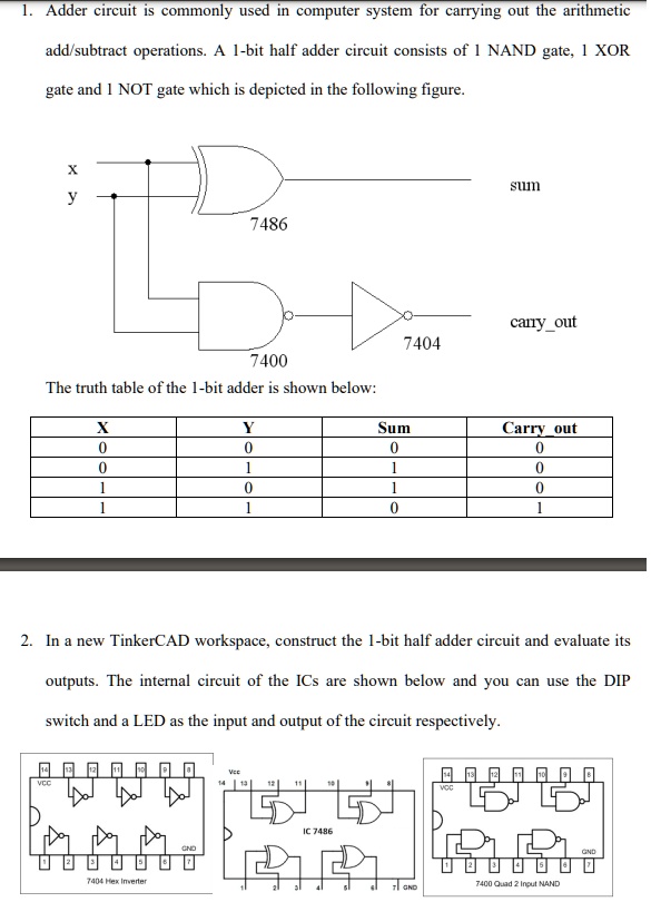 SOLVED: Adder circuit is commonly Meed in computer system for carrying ...