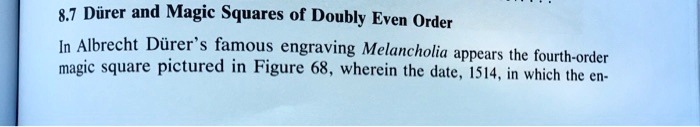 87 diirer and magic squares of doubly even order in albrecht diirer ...