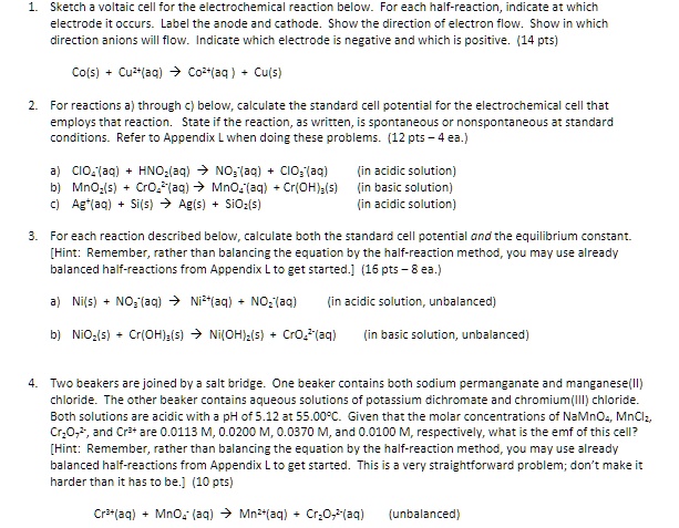 SOLVED: Sketch a voltaic cell for the electrochemical reaction below ...