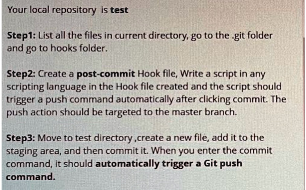 SOLVED: Perform all the steps using git commands. Git Hooks hands-on ...