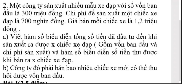 Solved Má™t CÃ´ng Ty Sáº£n Xuáº¥t Nhiá U Máº«u Xe Ä‘áº¡p Vá›i Vá‘n