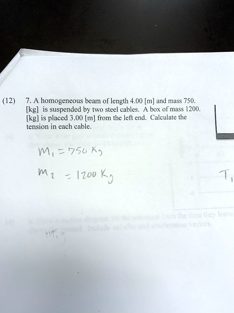 Video Solution: A Homogeneous Beam Of Length 4.00 [m] And Mass 750 [kg 