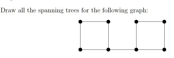 SOLVED: Draw all the spanning trees for the following graph: