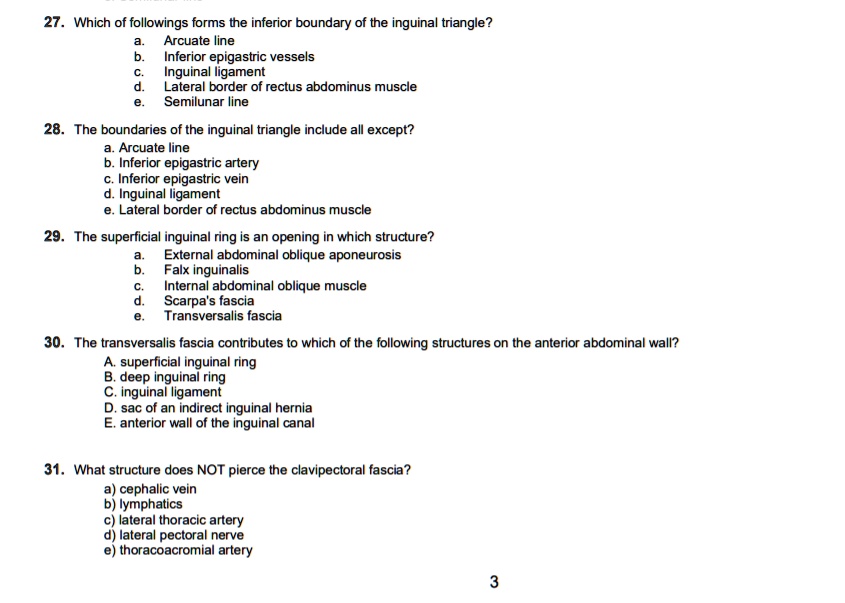 SOLVED: 27. Which of the following forms the inferior boundary of the ...