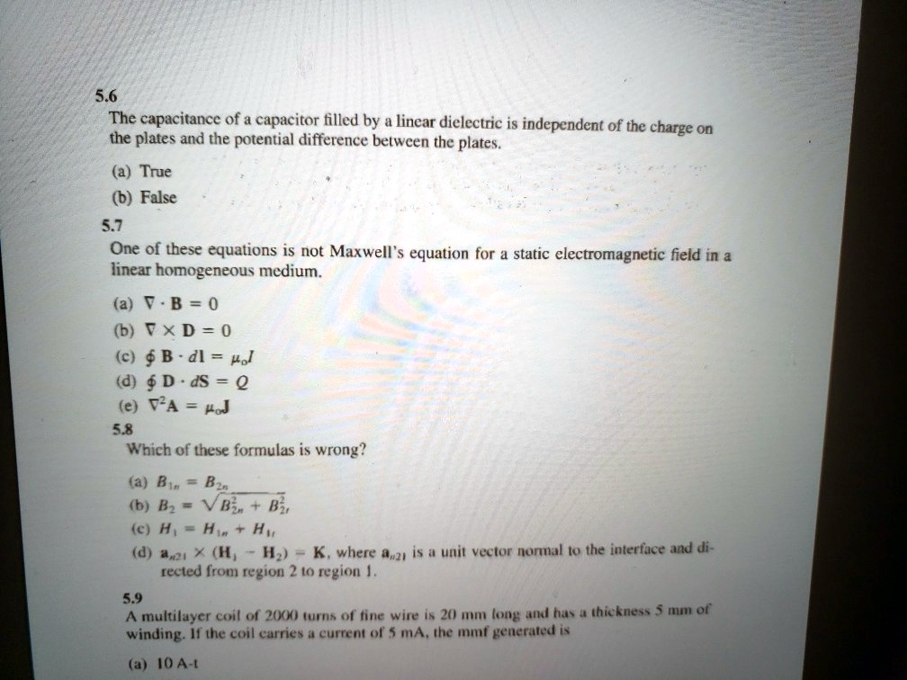 SOLVED: 5.6 The Capacitance Of A Capacitor Filled By A Linear ...