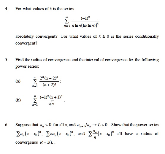 SOLVED: For what values of k is the series (-1)" 2 "=} nln(I(nn ...