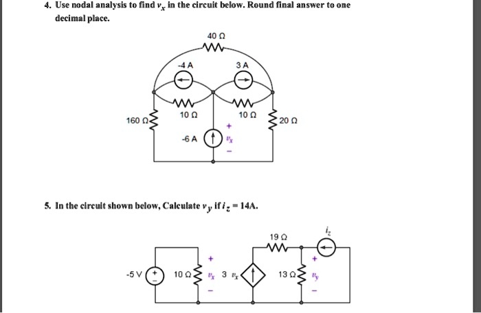 Solved Use Nodal Analysis To Find Vx In The Circuit Below Round The