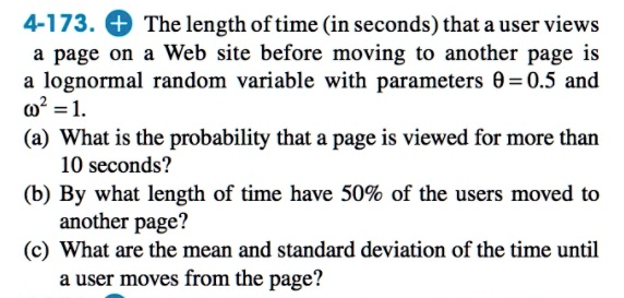 SOLVED: 4-173. The length oftime (in seconds) that a user views a page ...