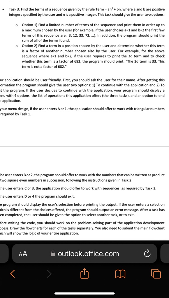 SOLVED: Task 3:Find the terms of a sequence given by the rule Term =an+ ...