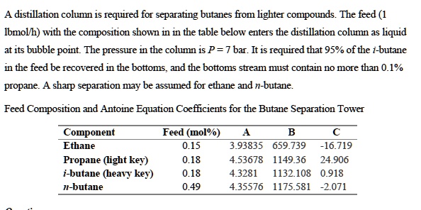 SOLVED: solve the material balance of this column, returning the ...