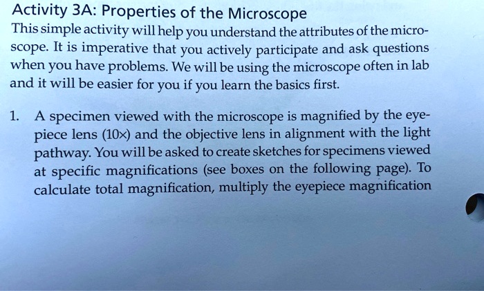 activity 3a properties of the microscope this simple activity will help ...