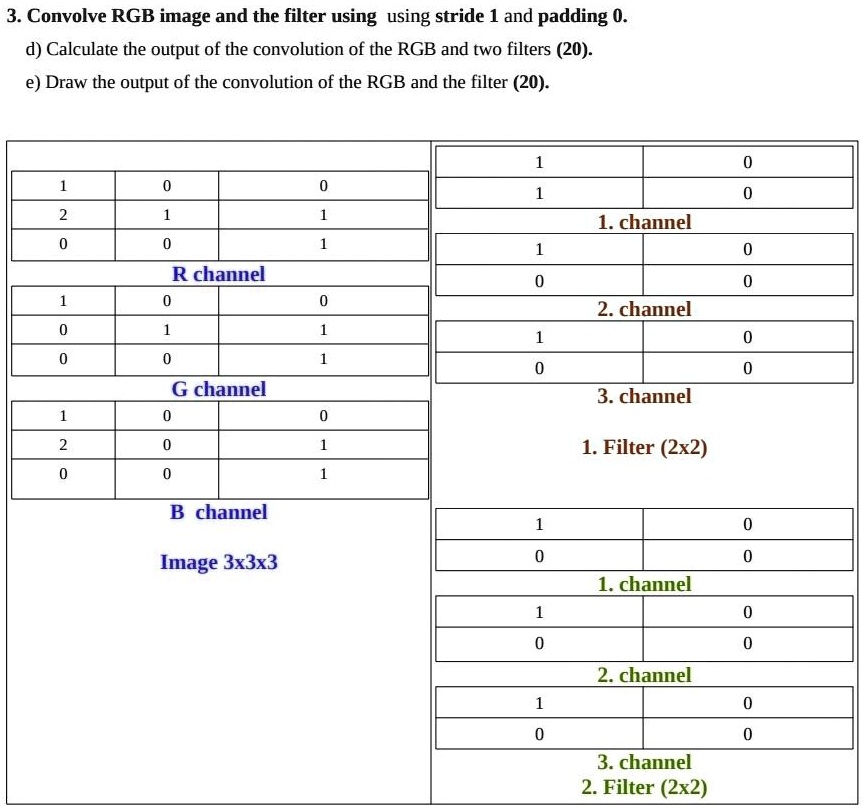 SOLVED: 3. Convolve RGB image and the filter using using stride 1 and ...