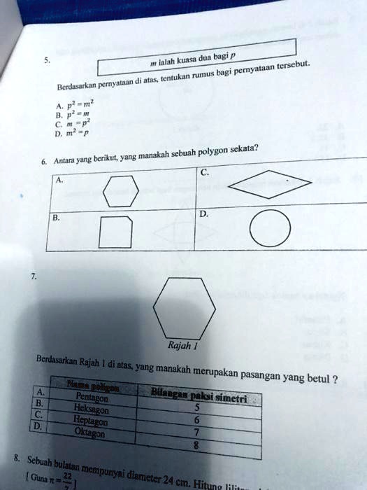 Solved Ilah Kuasu Dua Djg Pemyutaan Terebut Rumus Bagi Pemrutasn Di Atas Tentukun Berdasrkan Manzkah Schunh Polygon Sekata Anlta Yang Berikut Yang Rajuh Berdasarkan Rajuhs Diatas Yang Manakah Merupakan Pasangan Yang Betul