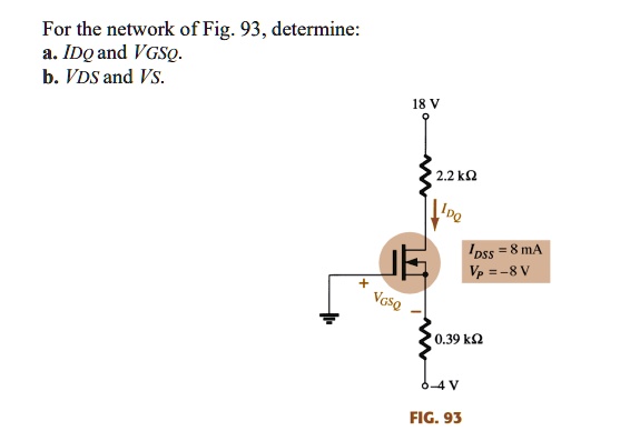 SOLVED: For The Network Of Fig. 93, Determine: A. IDQ And VGSQ. B. VDS ...