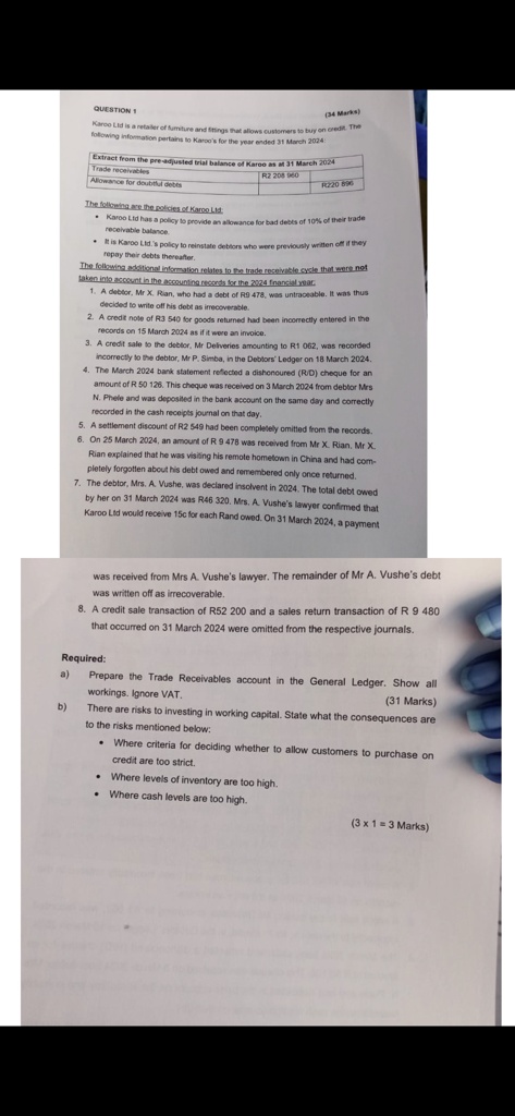 Question 1 34 Marks Karoo Ltd Is A Retailer Of Furniture And Fittings   19588960dc1448fa8d7ddfbf30ef16dd 