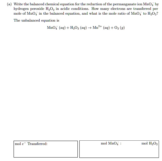 SOLVED: (a) Write the balanced chemical equation for the reduction of ...