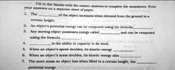 SOLVED Fill the blanks with the correct words. Four answer