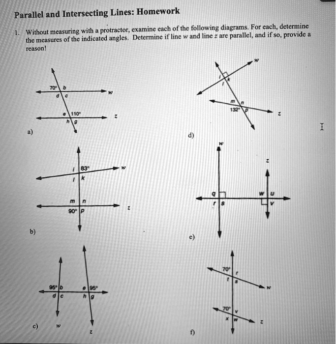 SOLVED: Parallel and Intersecting Lines: Homework protractor; examine ...