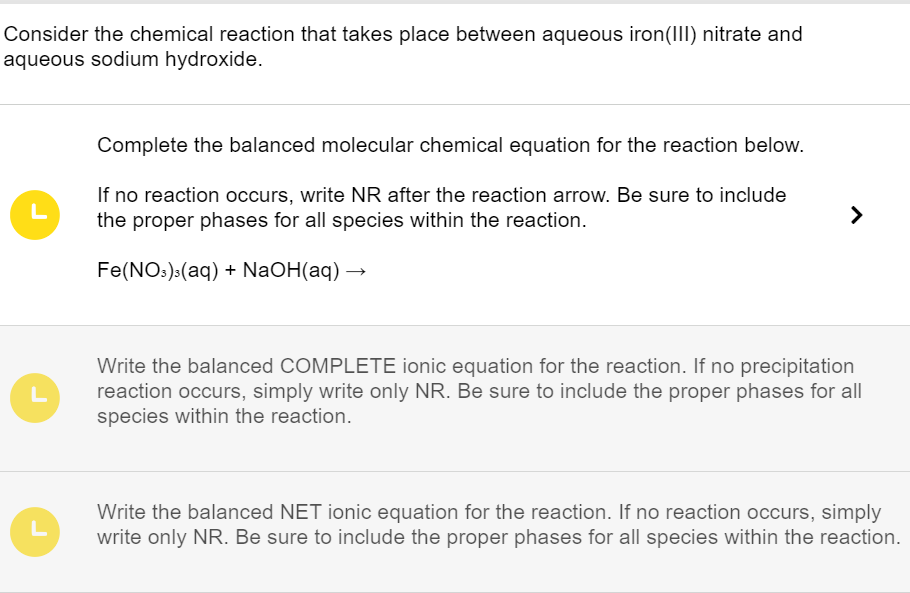 SOLVED Consider the chemical reaction that takes place between aqueous