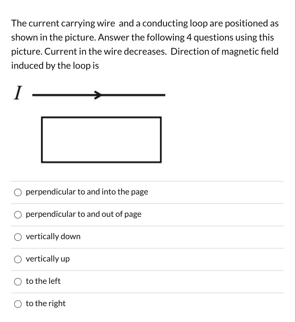 SOLVED The current carrying wire and a conducting loop are positioned