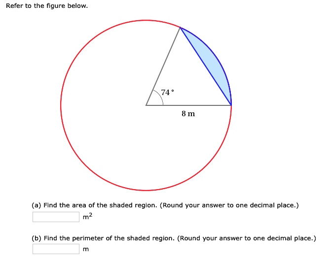 SOLVED: Refer to the figure below: 8 m (a) Find the area of the shaded ...