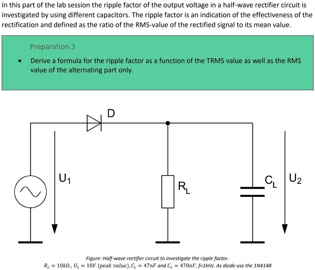 SOLVED Texts In this part of the lab session, the ripple factor of