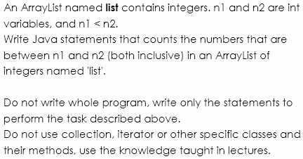 VIDEO solution: An ArrayList named list contains integers.n1 and n2 are ...