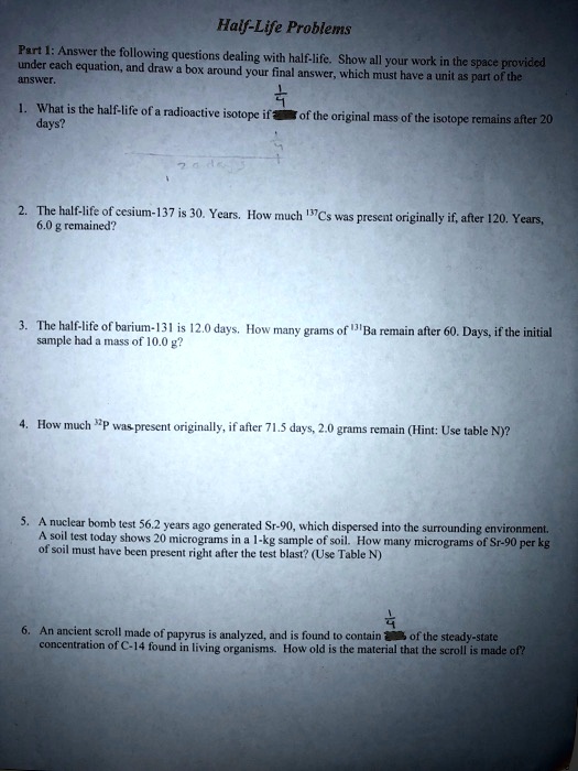 Half Life Problems With Answers