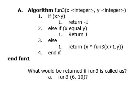 Algorithm fun3(x