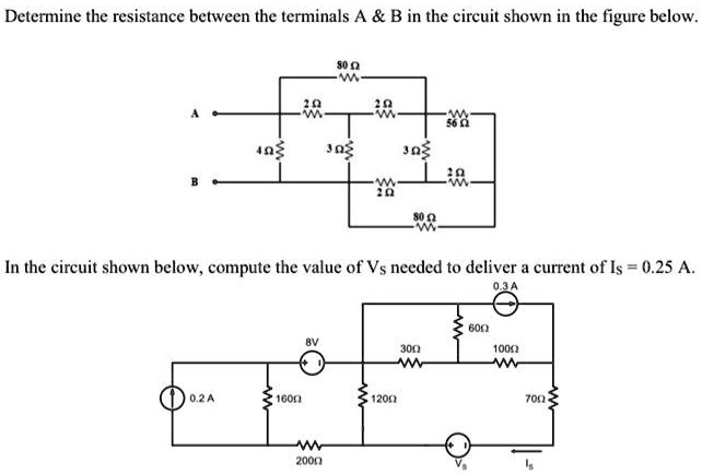 Determine the resistance between the terminals A B in the circuit shown ...