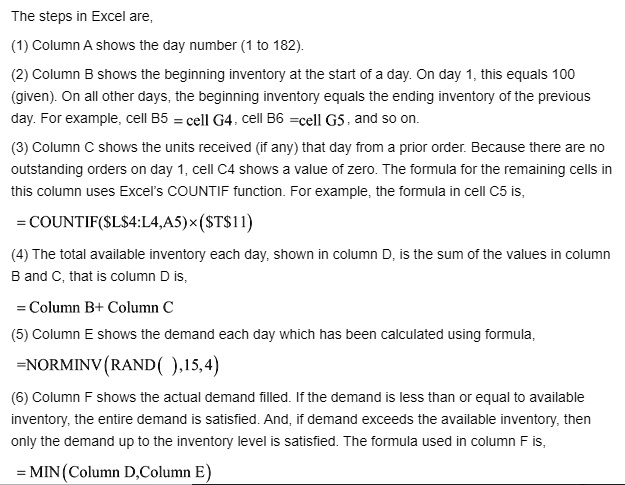 SOLVED The Steps In Excel Are 1 Column A Shows The Day Number 1 To 