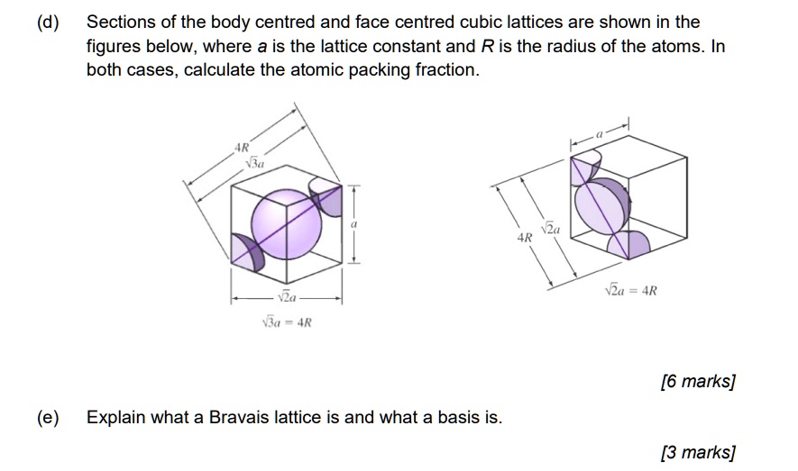 SOLVED:(d) Sections of the body centred and face centred cubic lattices ...