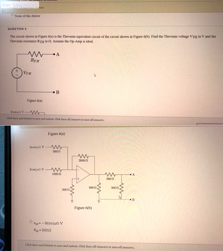 SOLVED: From." O None Of The Above QUESTION 6 The Circuit Shown In ...