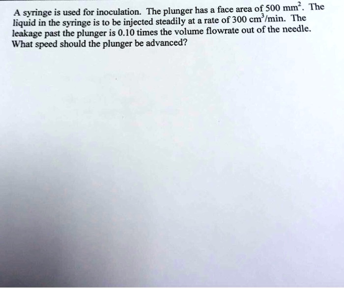 SOLVED A Syringe Is Used For Inoculation The Plunger Has A Face Area solved-a-syringe-is-used-for-inoculation-the-plunger-has-a-face-area